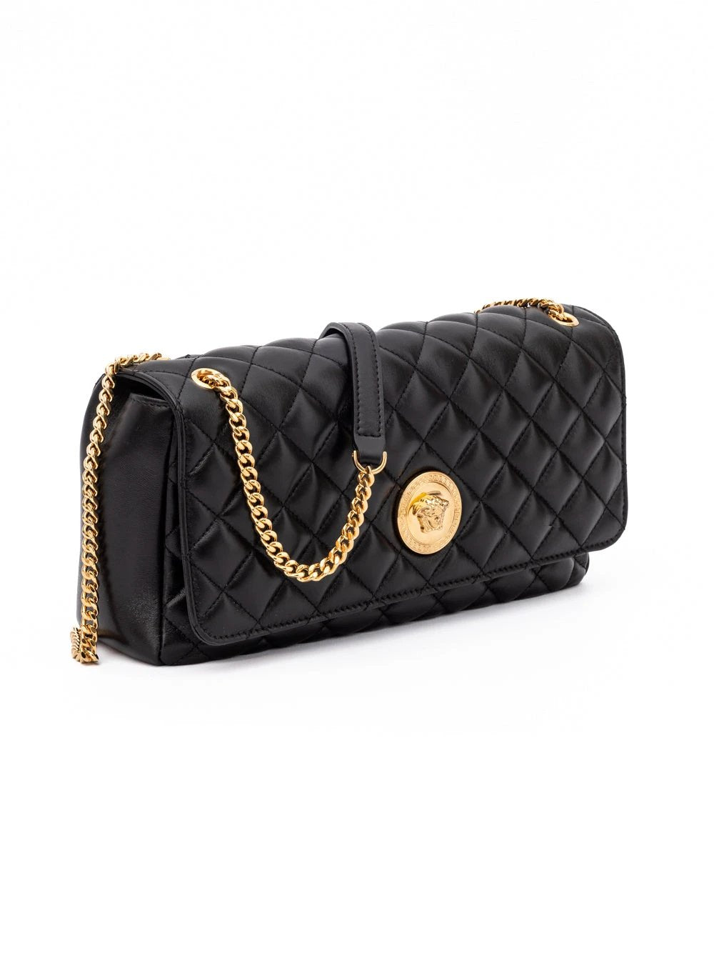 Sac bandoulière Versace en cuir matelassé noir