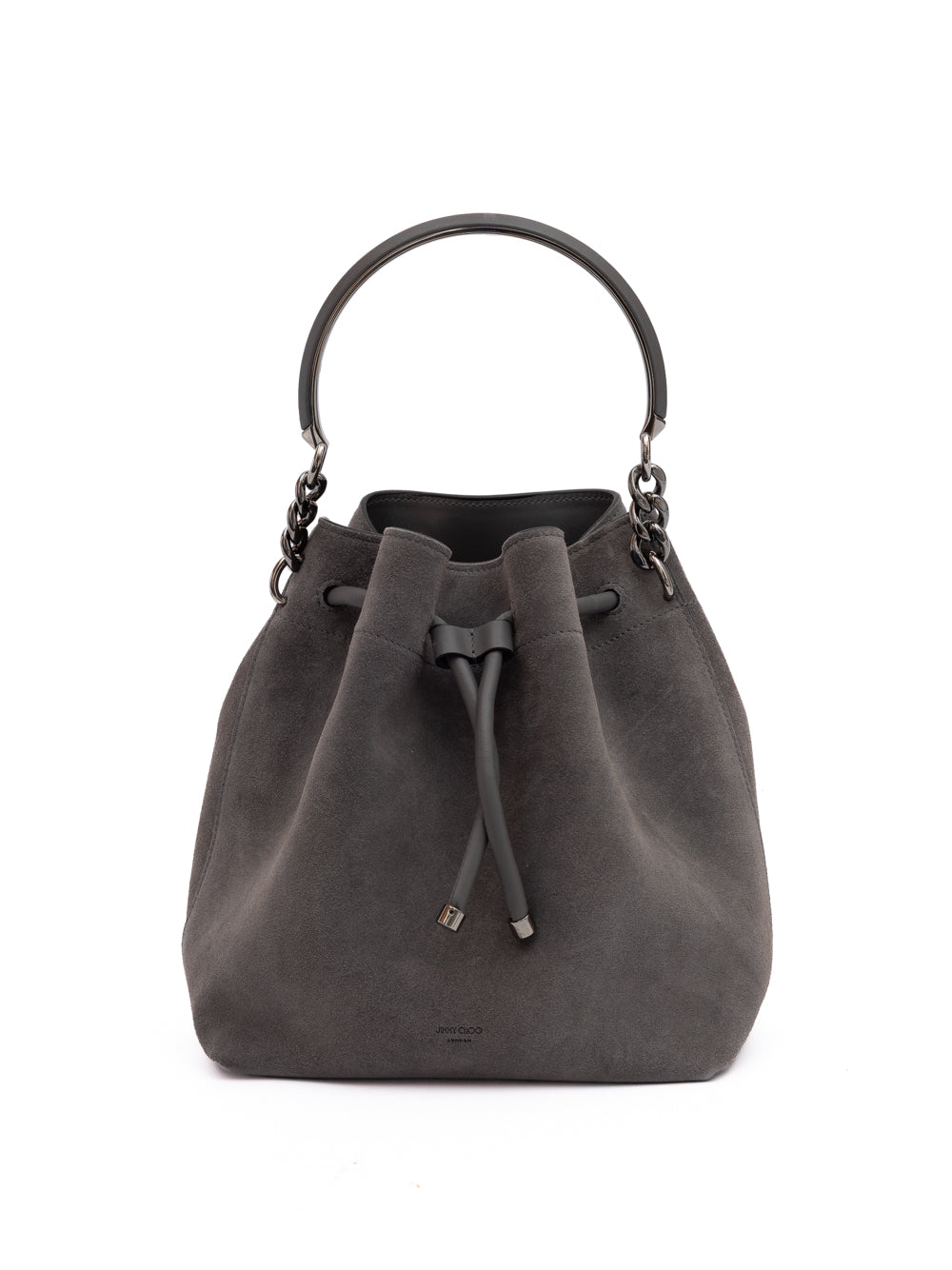 Seau Jimmy Choo Bon Bon en daim gris foncé