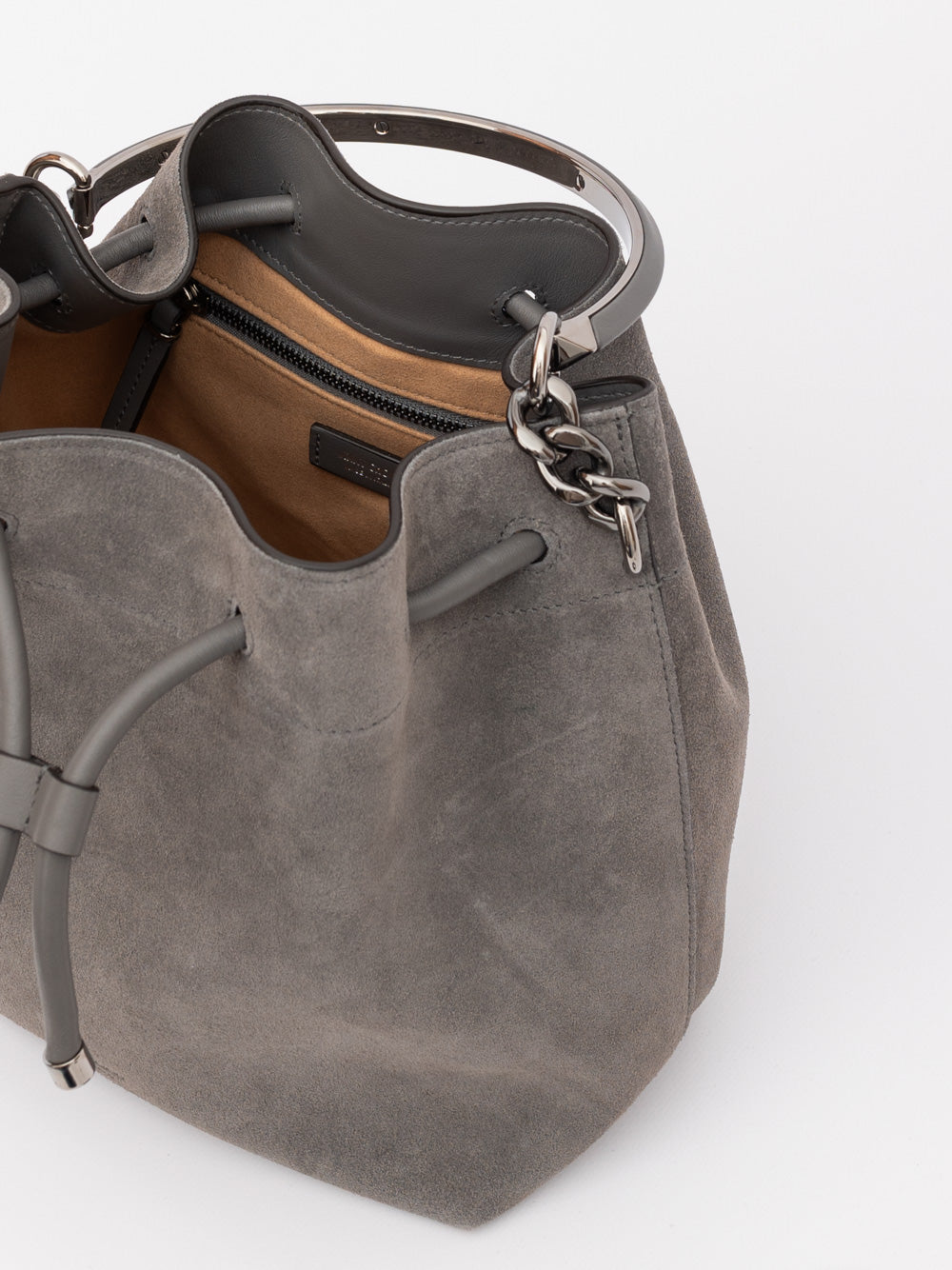 Seau Jimmy Choo Bon Bon en daim gris foncé