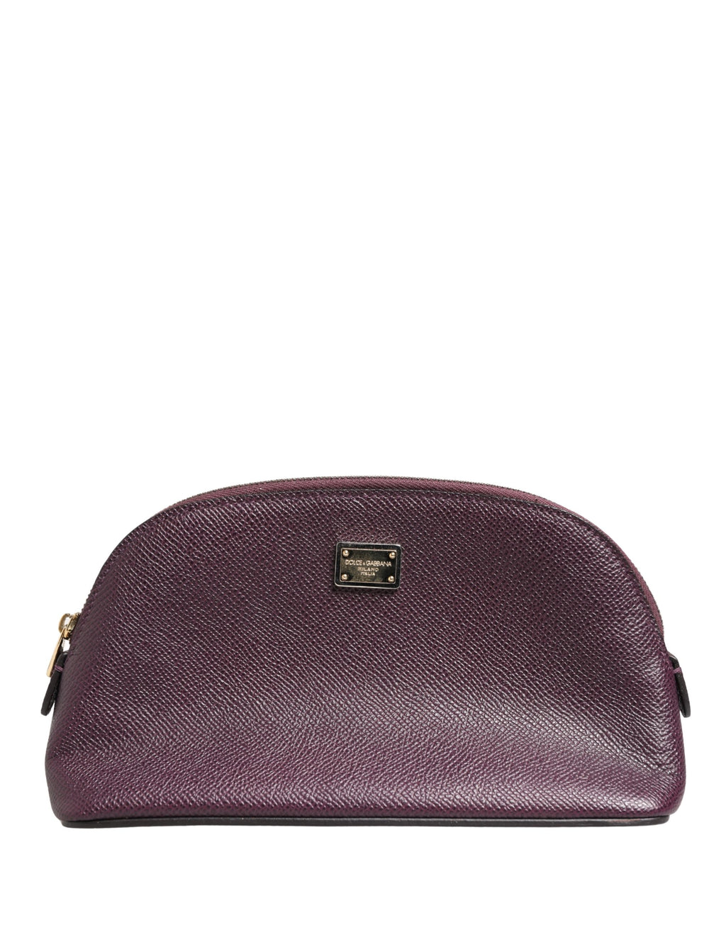Portefeuille zippé Dolce & Gabbana en cuir violet foncé avec logo DG