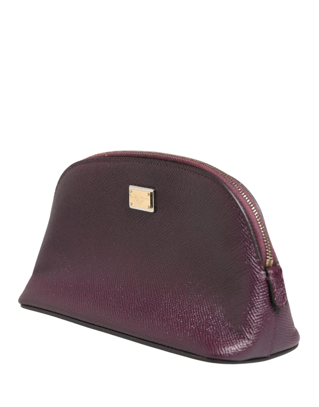 Portefeuille zippé Dolce & Gabbana en cuir violet foncé avec logo DG