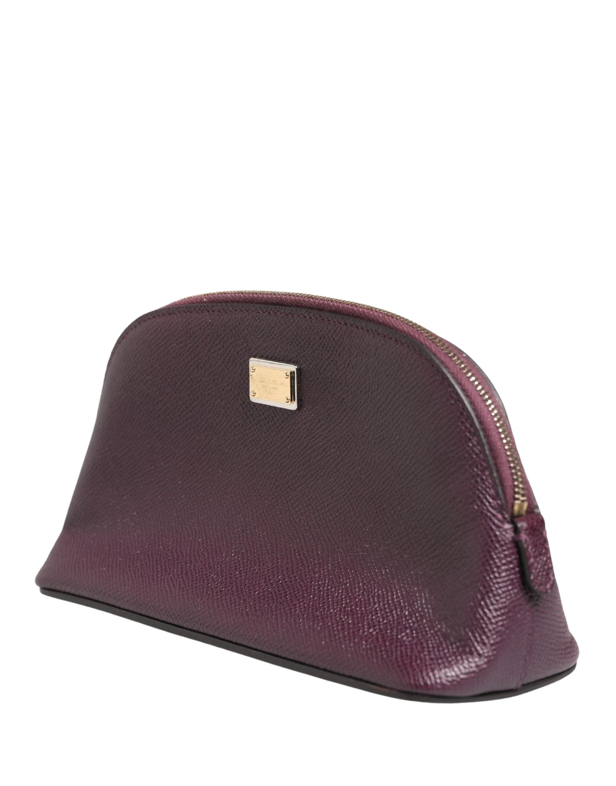 Portefeuille zippé Dolce & Gabbana en cuir violet foncé avec logo DG