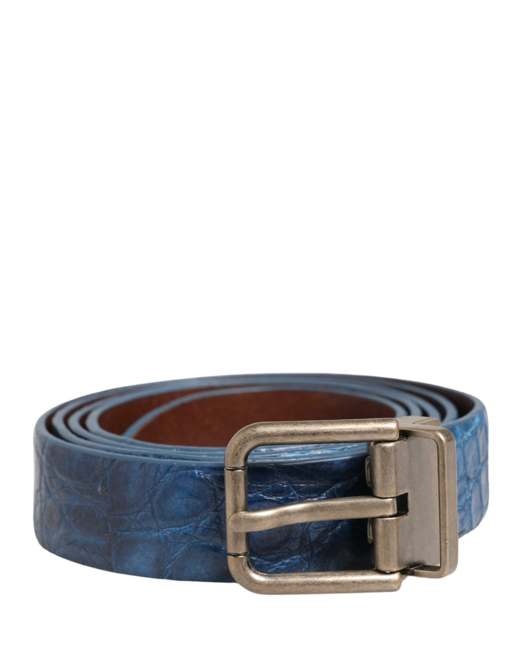 Ceinture en cuir bleu marine avec boucle en métal doré Dolce & Gabbana