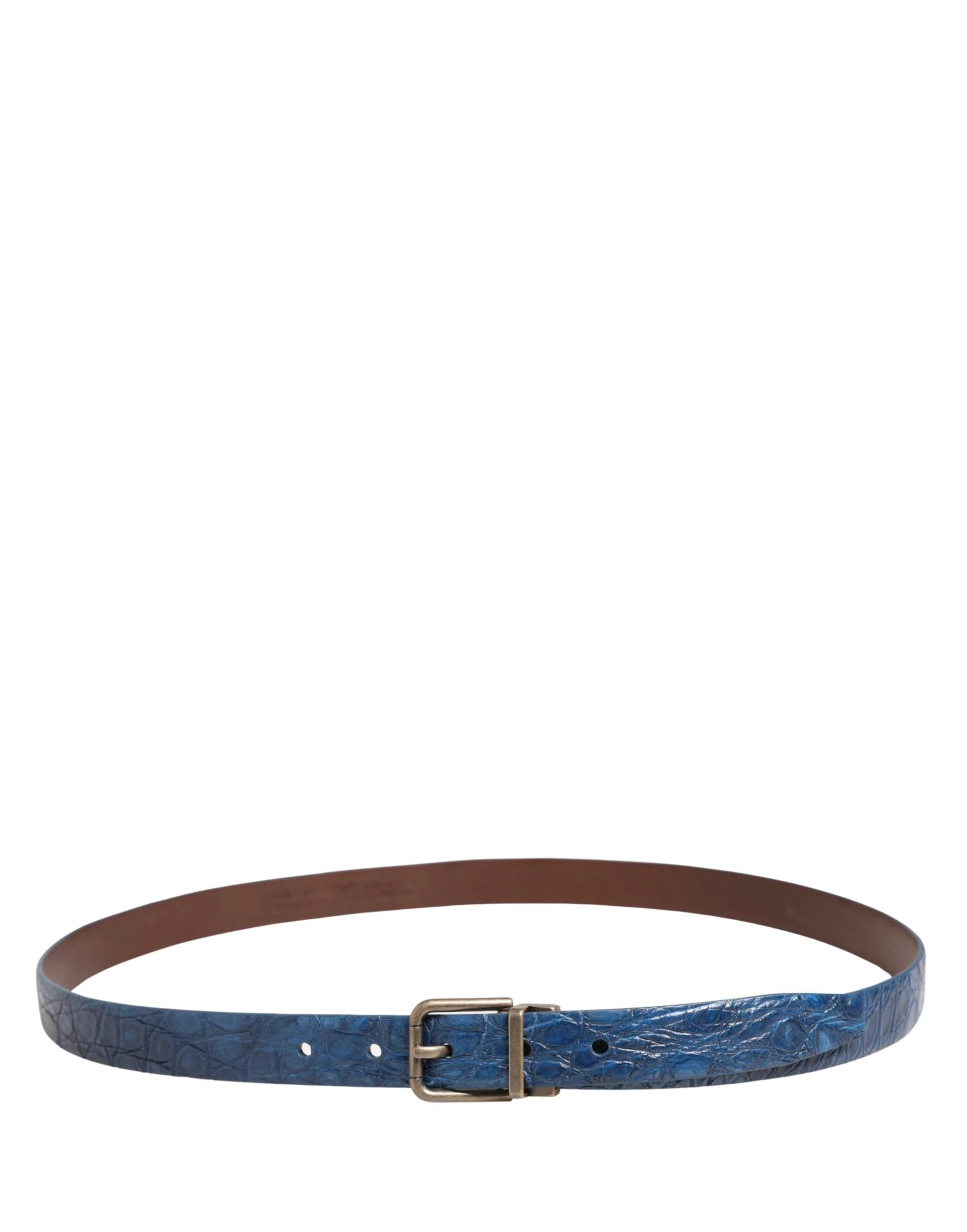 Ceinture en cuir bleu marine avec boucle en métal doré Dolce & Gabbana