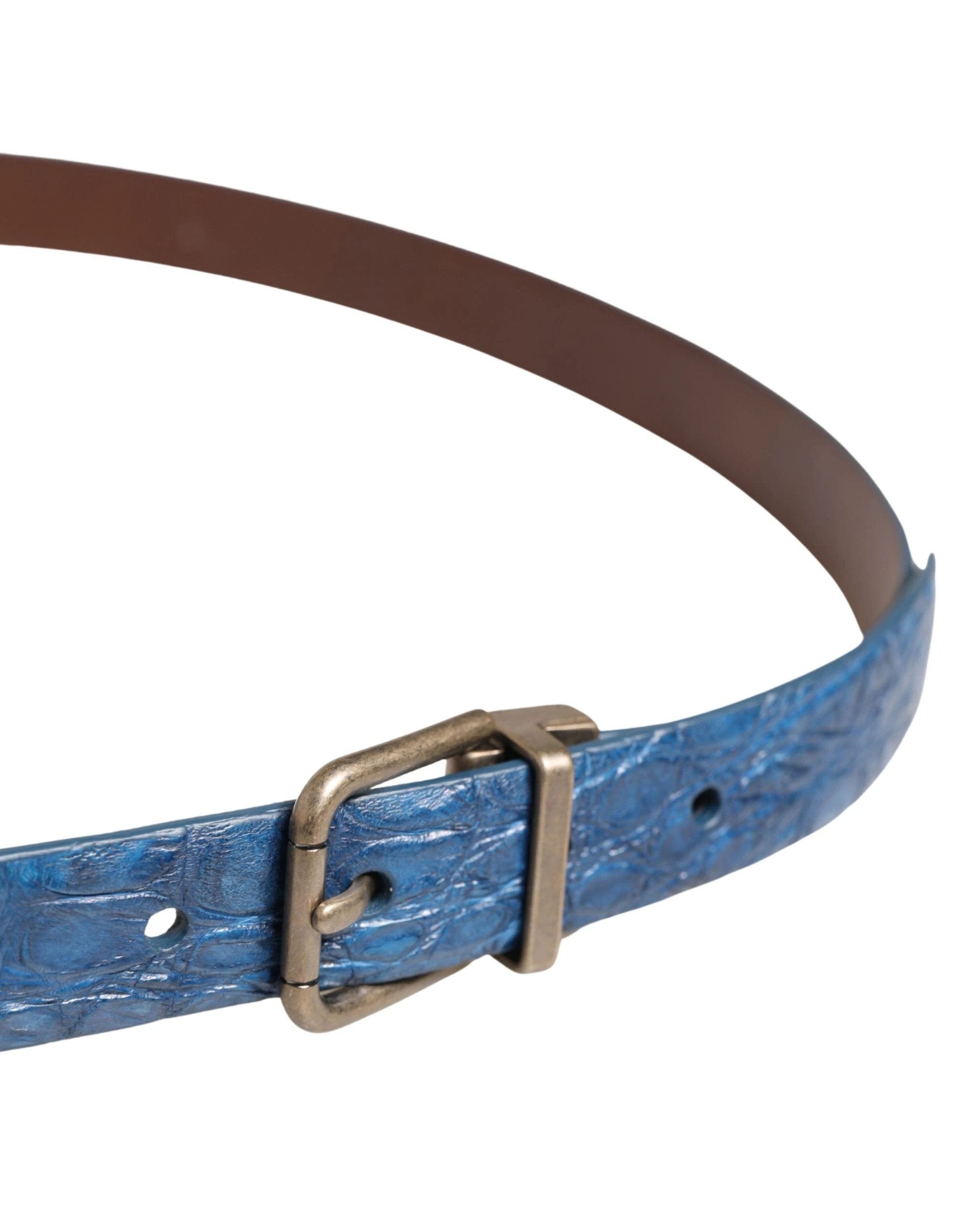 Ceinture en cuir bleu marine avec boucle en métal doré Dolce & Gabbana