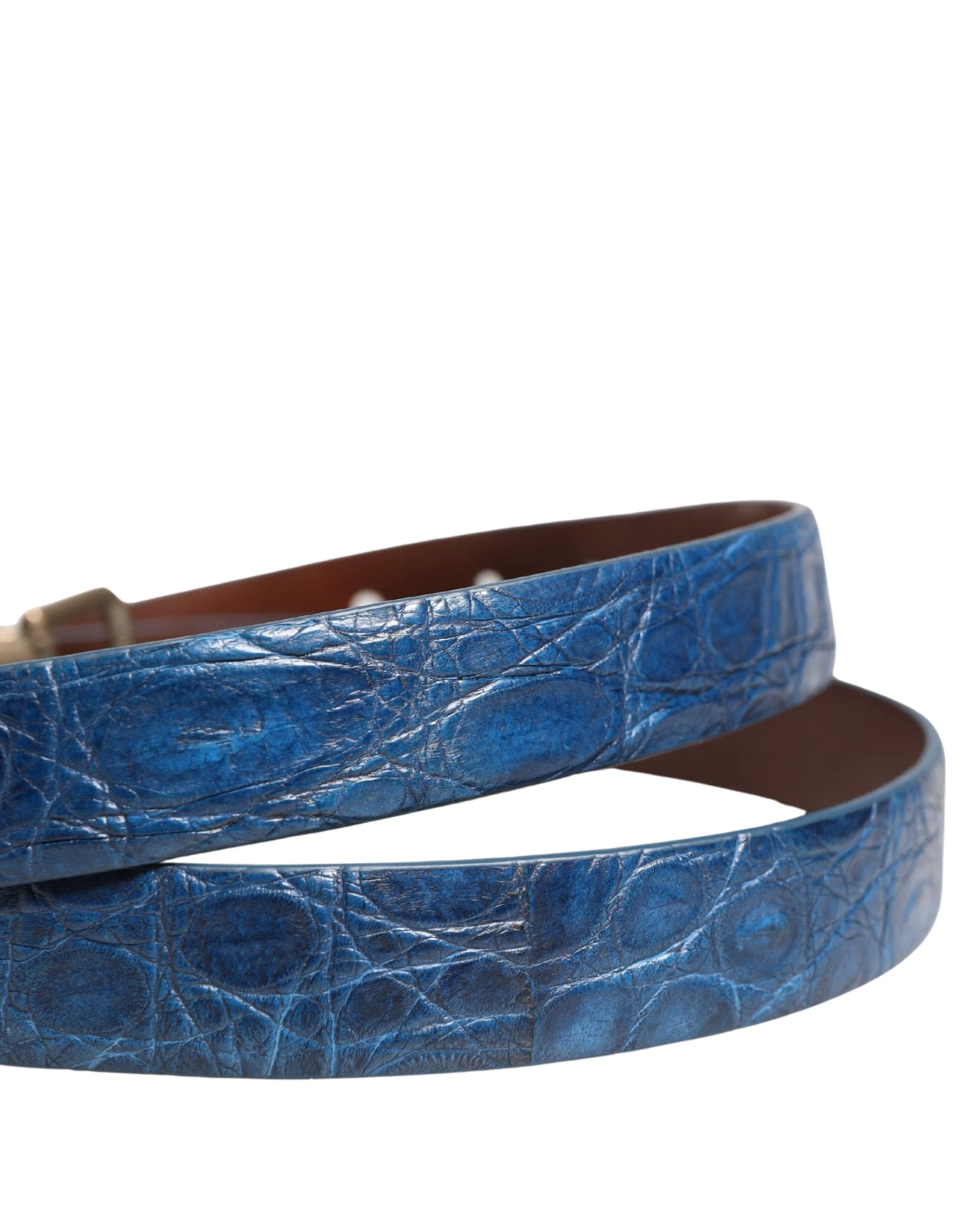 Ceinture en cuir bleu marine avec boucle en métal doré Dolce & Gabbana