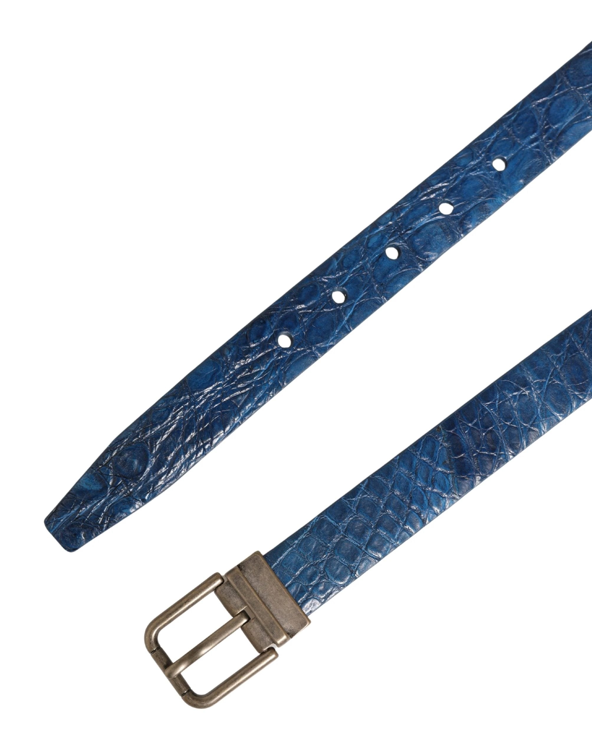 Ceinture en cuir bleu marine avec boucle en métal doré Dolce & Gabbana