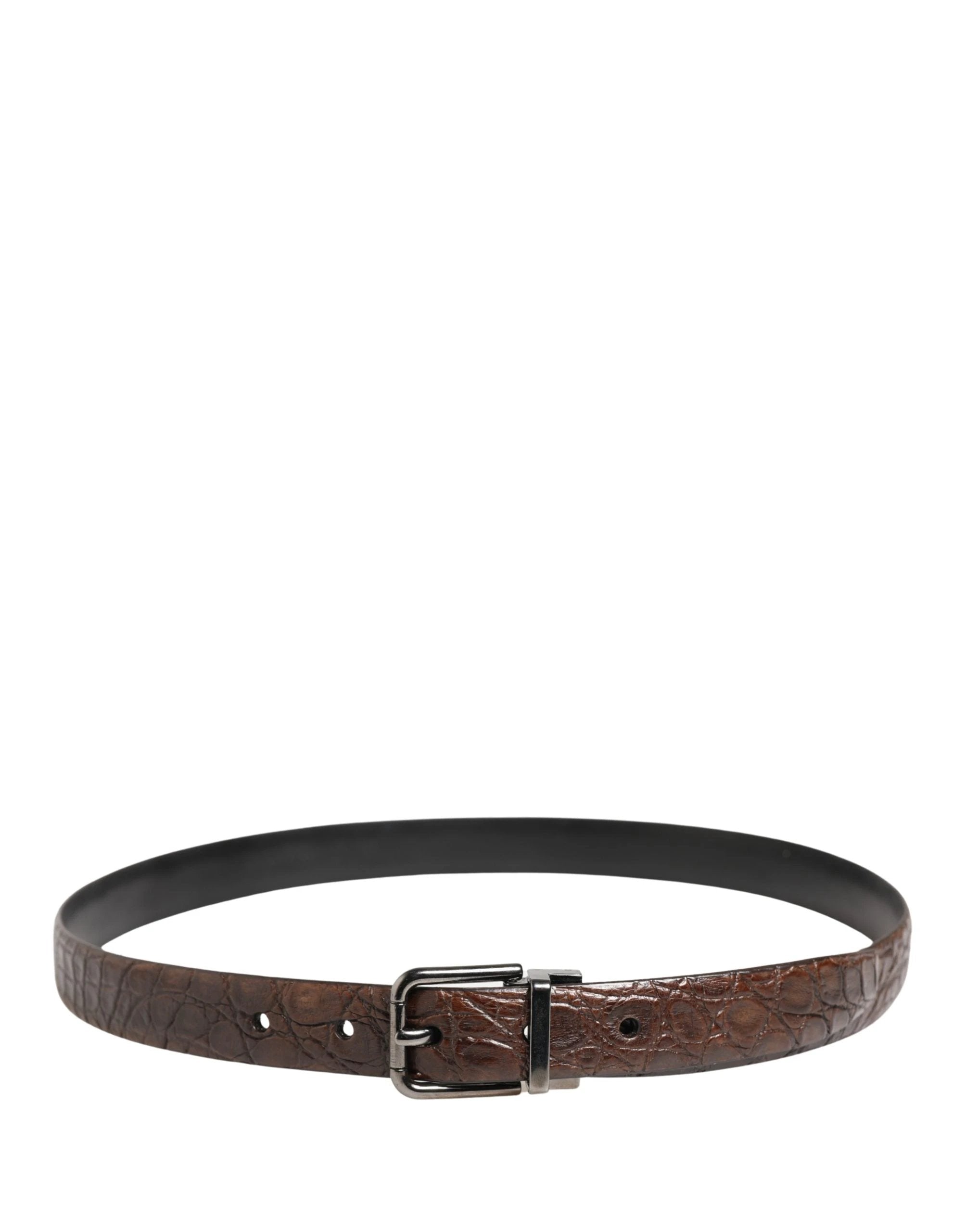 Ceinture Dolce &amp; Gabbana en cuir marron avec boucle en métal argenté