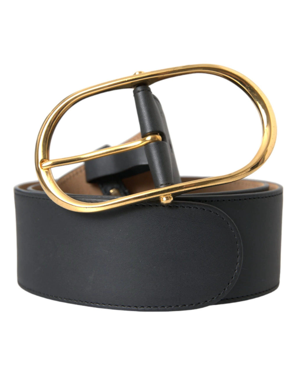 Ceinture Dolce &amp; Gabbana en cuir noir avec boucle ovale classique en métal