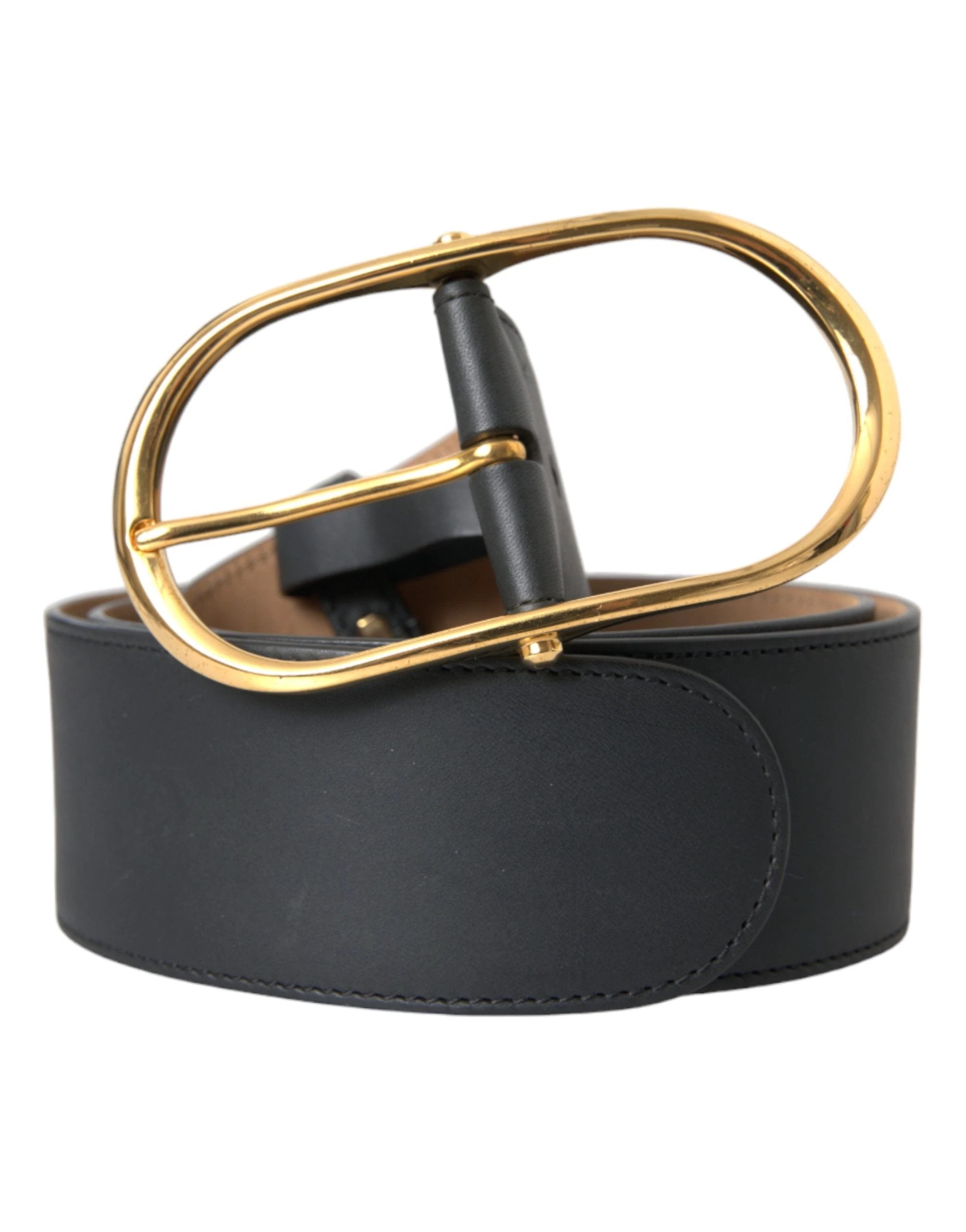 Ceinture Dolce &amp; Gabbana en cuir noir avec boucle ovale classique en métal
