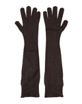Gants mitaines en cachemire tricoté marron à hauteur de coude Dolce & Gabbana