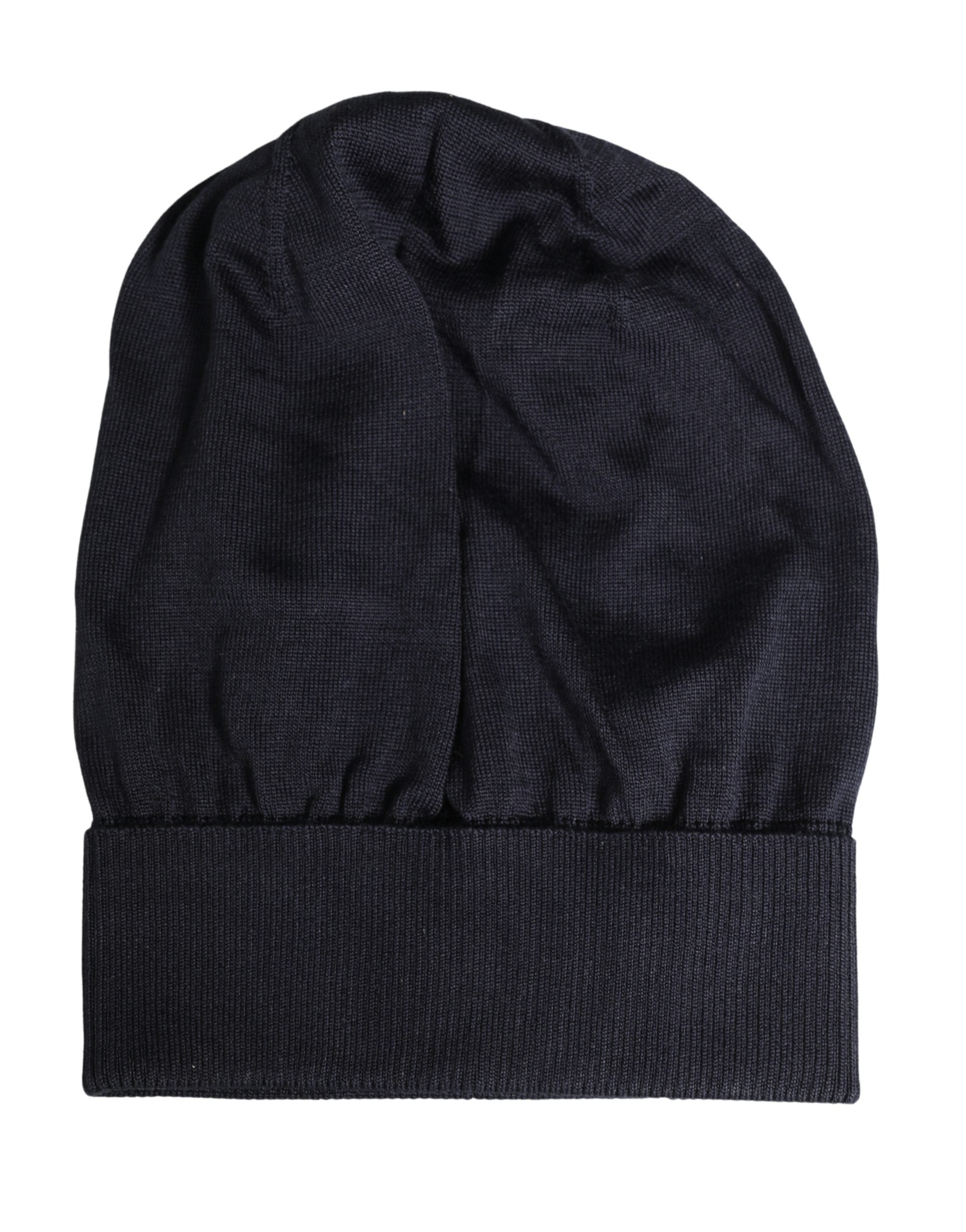 Bonnet tricoté d'hiver Dolce & Gabbana en laine noire unie