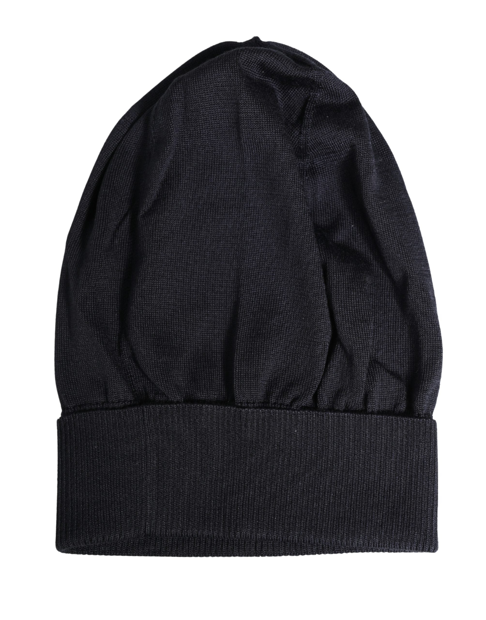 Bonnet tricoté d'hiver Dolce & Gabbana en laine noire unie