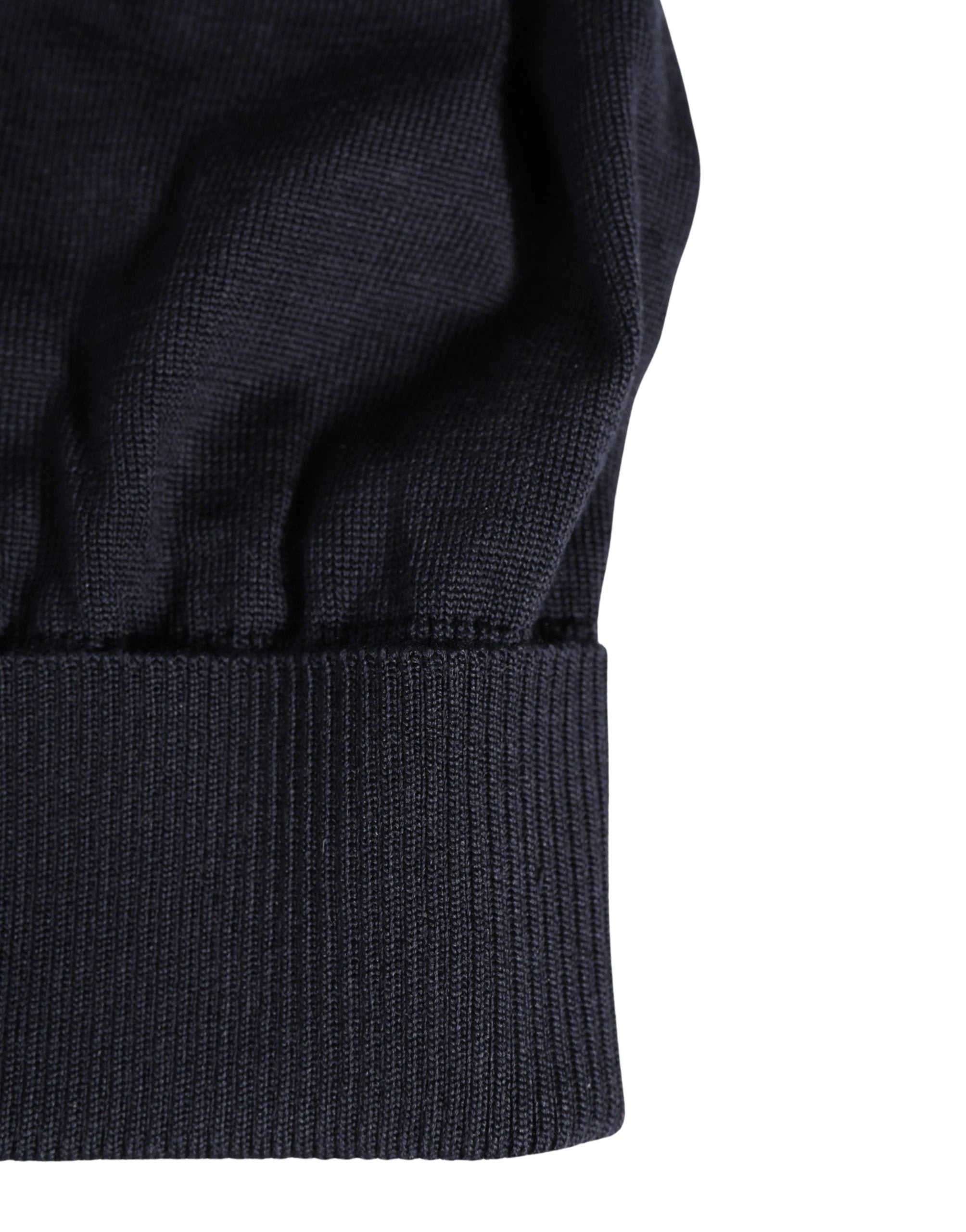 Bonnet tricoté d'hiver Dolce & Gabbana en laine noire unie