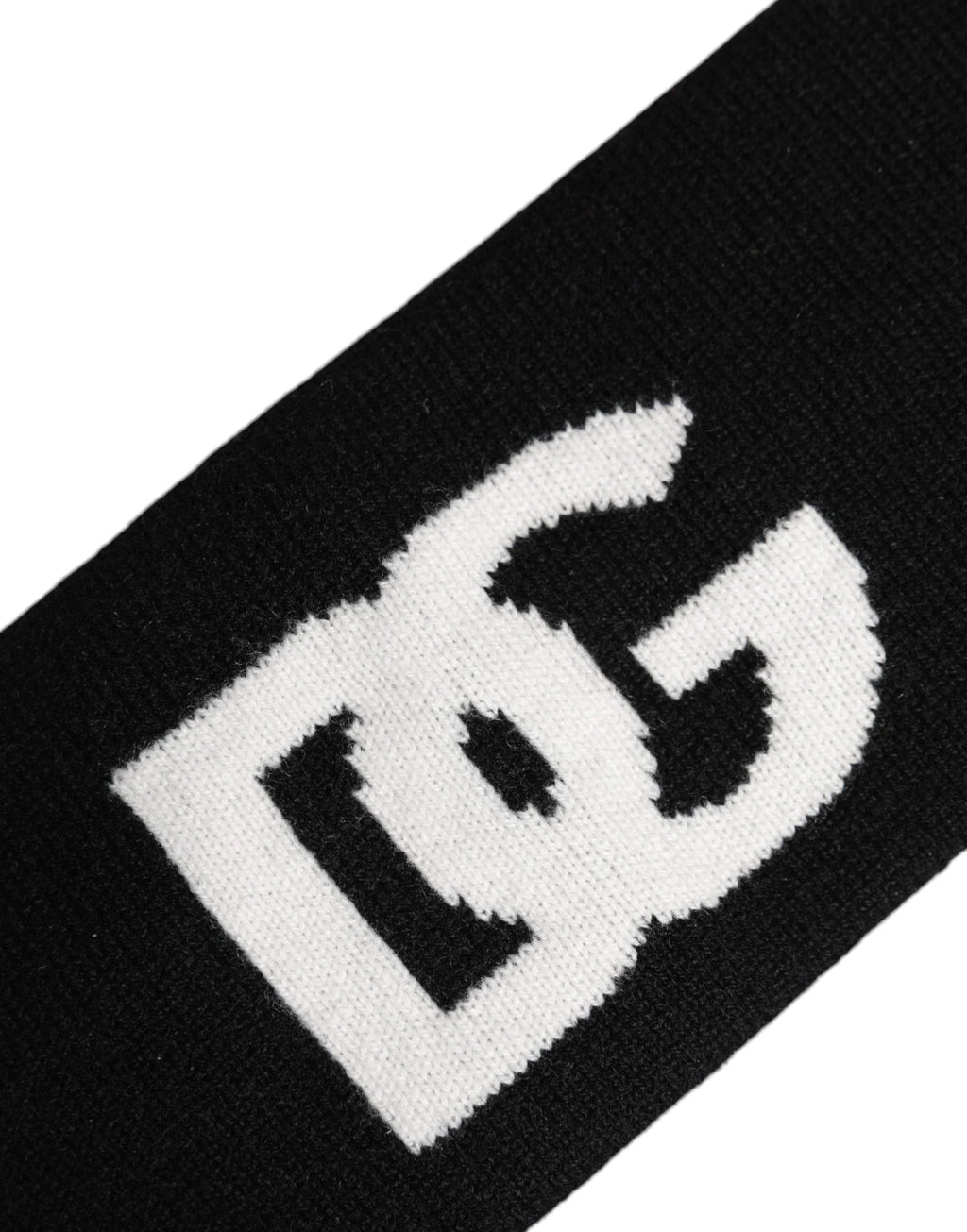 Dolce & Gabbana Homme Cachemire Noir Blanc Bandeau Bonnet à Logo