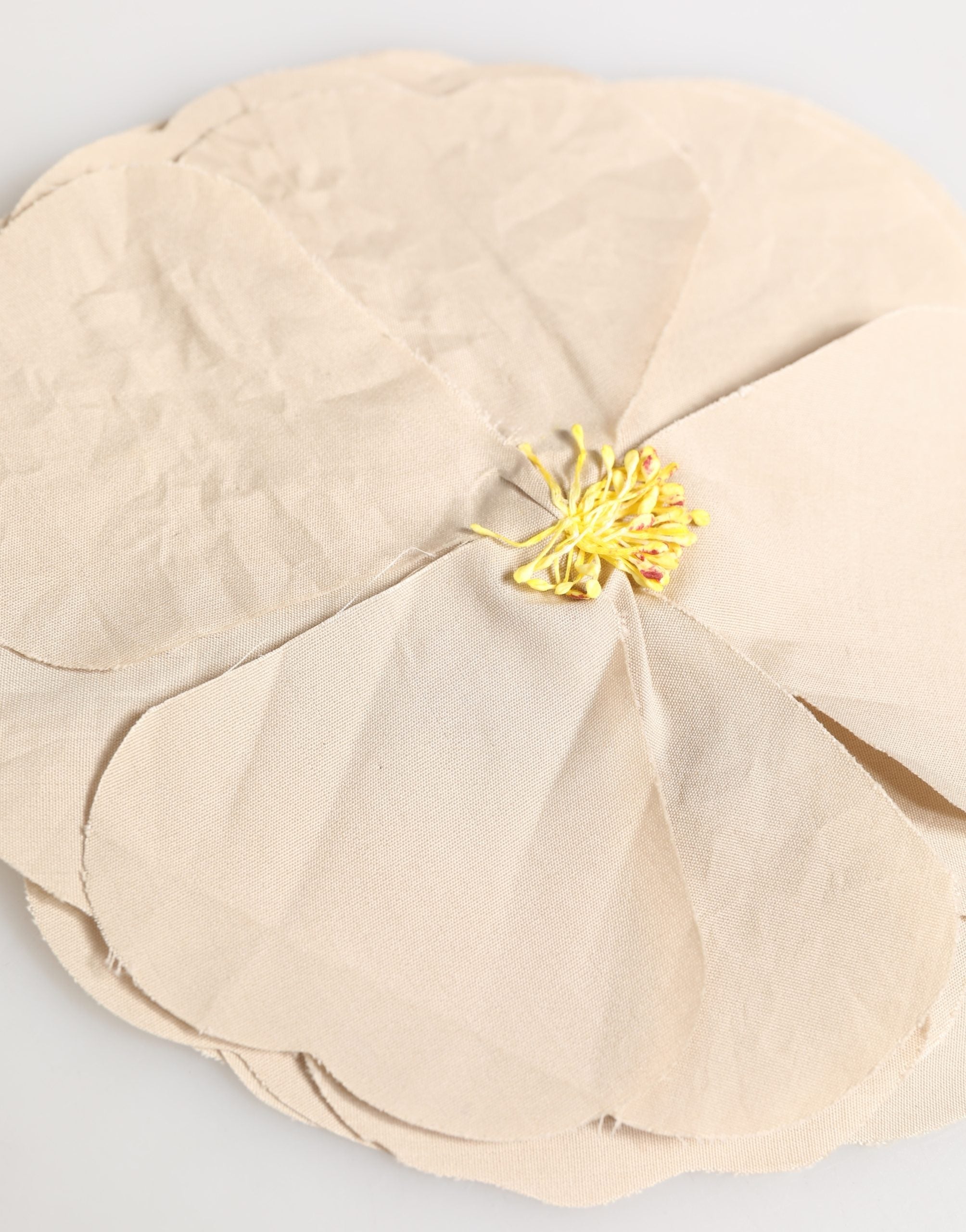 Dolce & Gabbana Beige Floral Motif Silk Blend Poplin Fabric Pin  Brooch