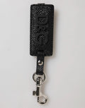Porte-clés homme Dolce & Gabbana en cuir noir avec logo DG et métal argenté