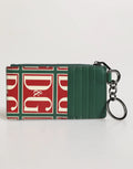 Dolce & Gabbana Green Calf Leather Logo Print Monogram Card Holder Wallet