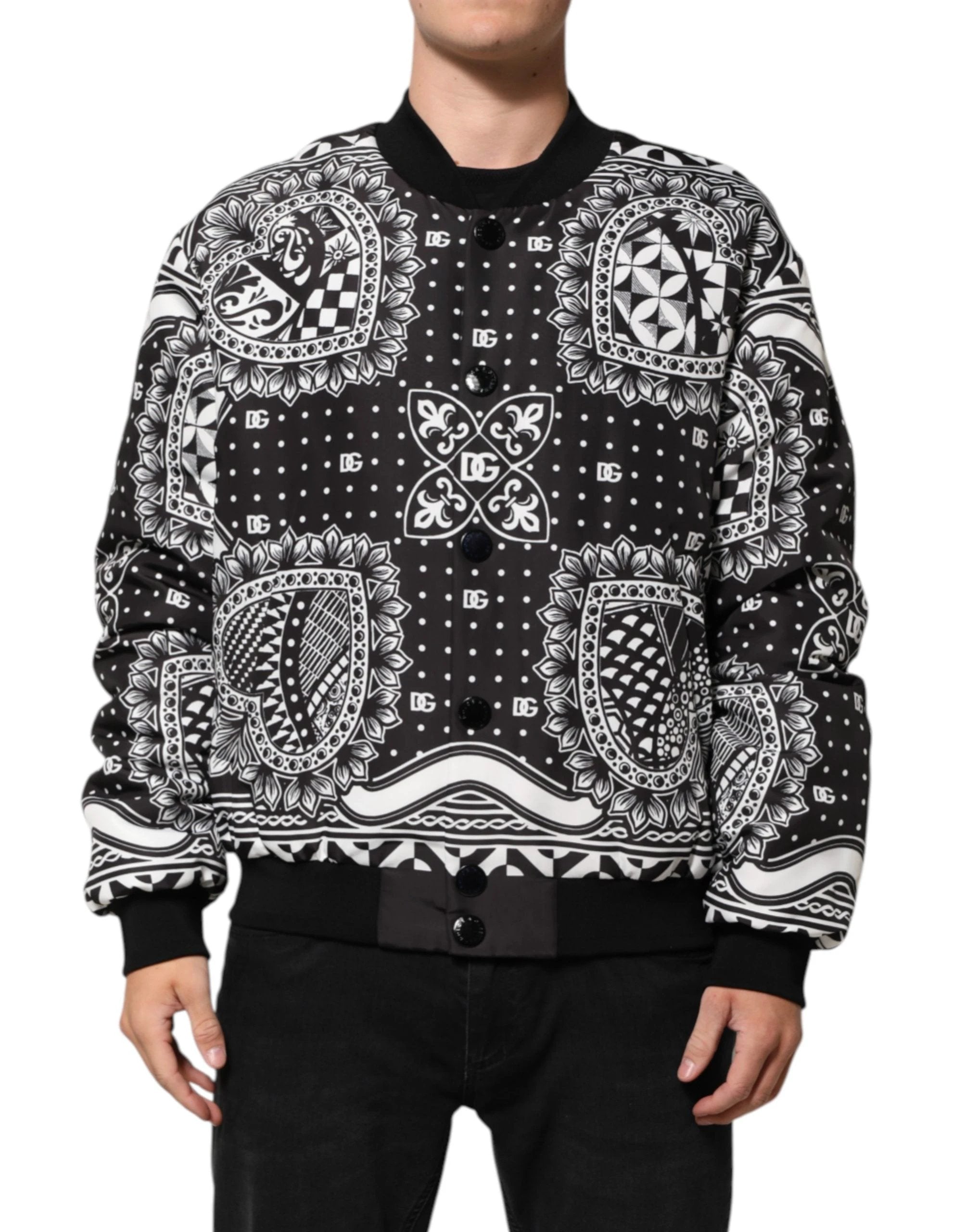 Blouson Homme Dolce & Gabbana Motif Bandana Noir et Blanc