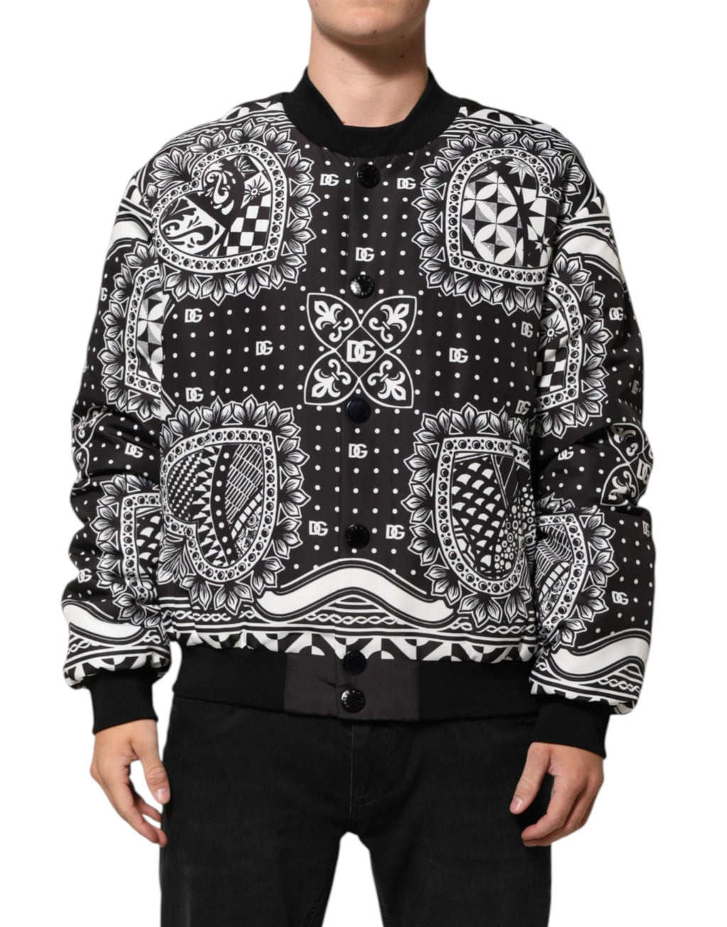 Blouson Homme Dolce & Gabbana Motif Bandana Noir et Blanc