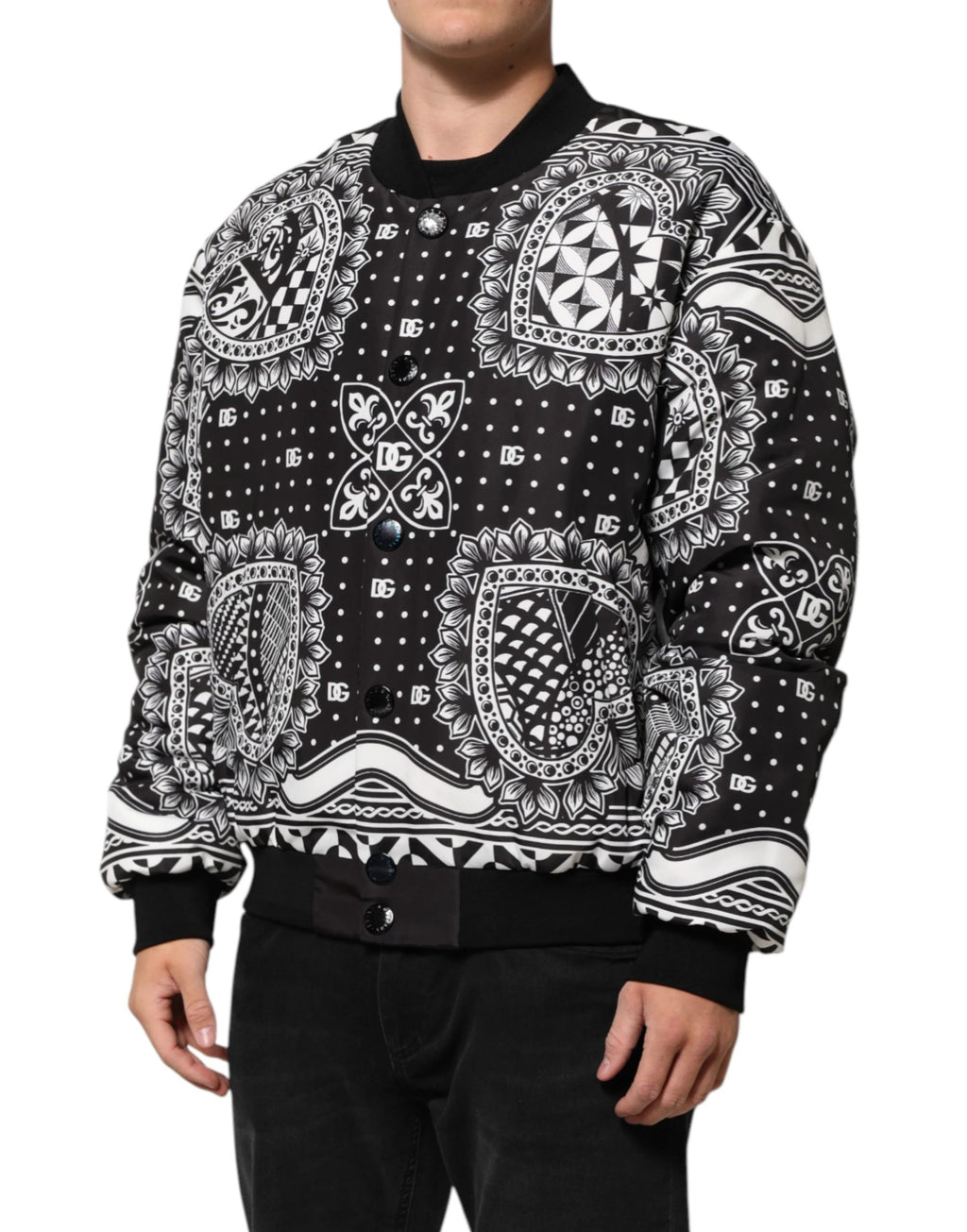 Blouson Homme Dolce & Gabbana Motif Bandana Noir et Blanc
