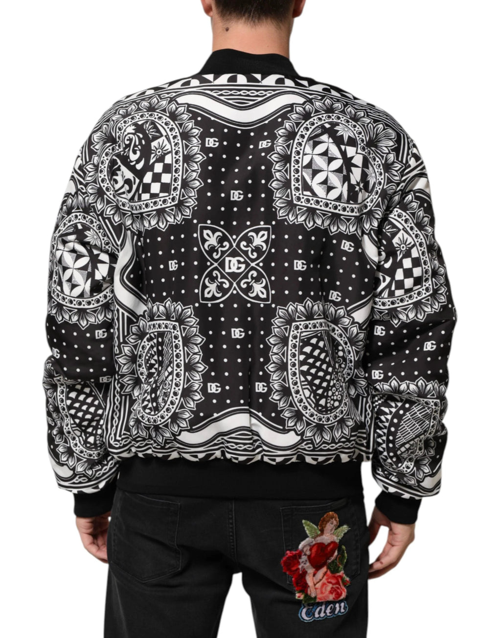 Blouson Homme Dolce & Gabbana Motif Bandana Noir et Blanc