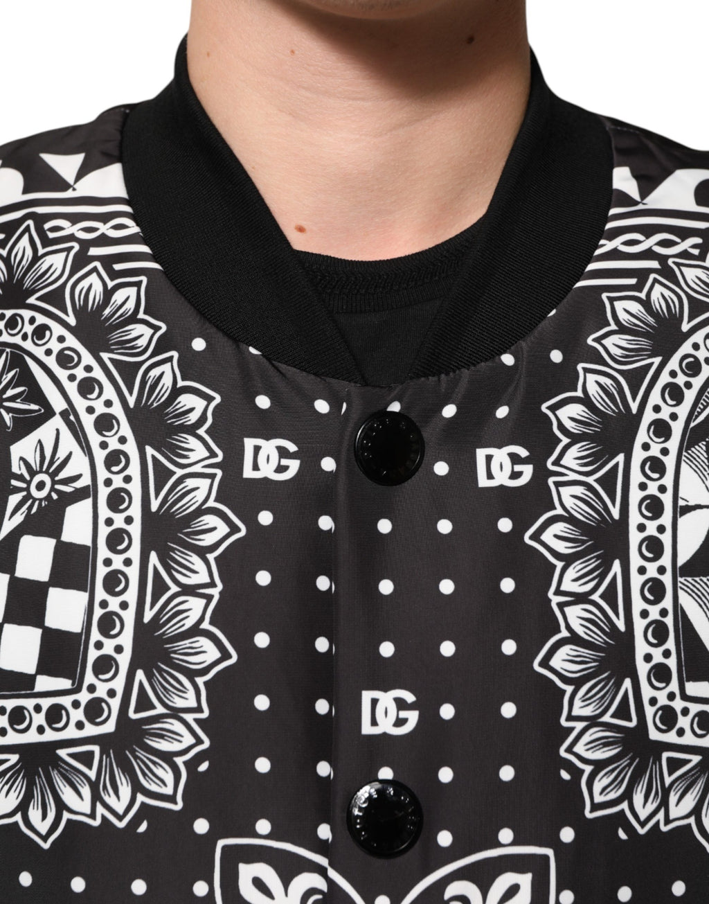 Blouson Homme Dolce & Gabbana Motif Bandana Noir et Blanc