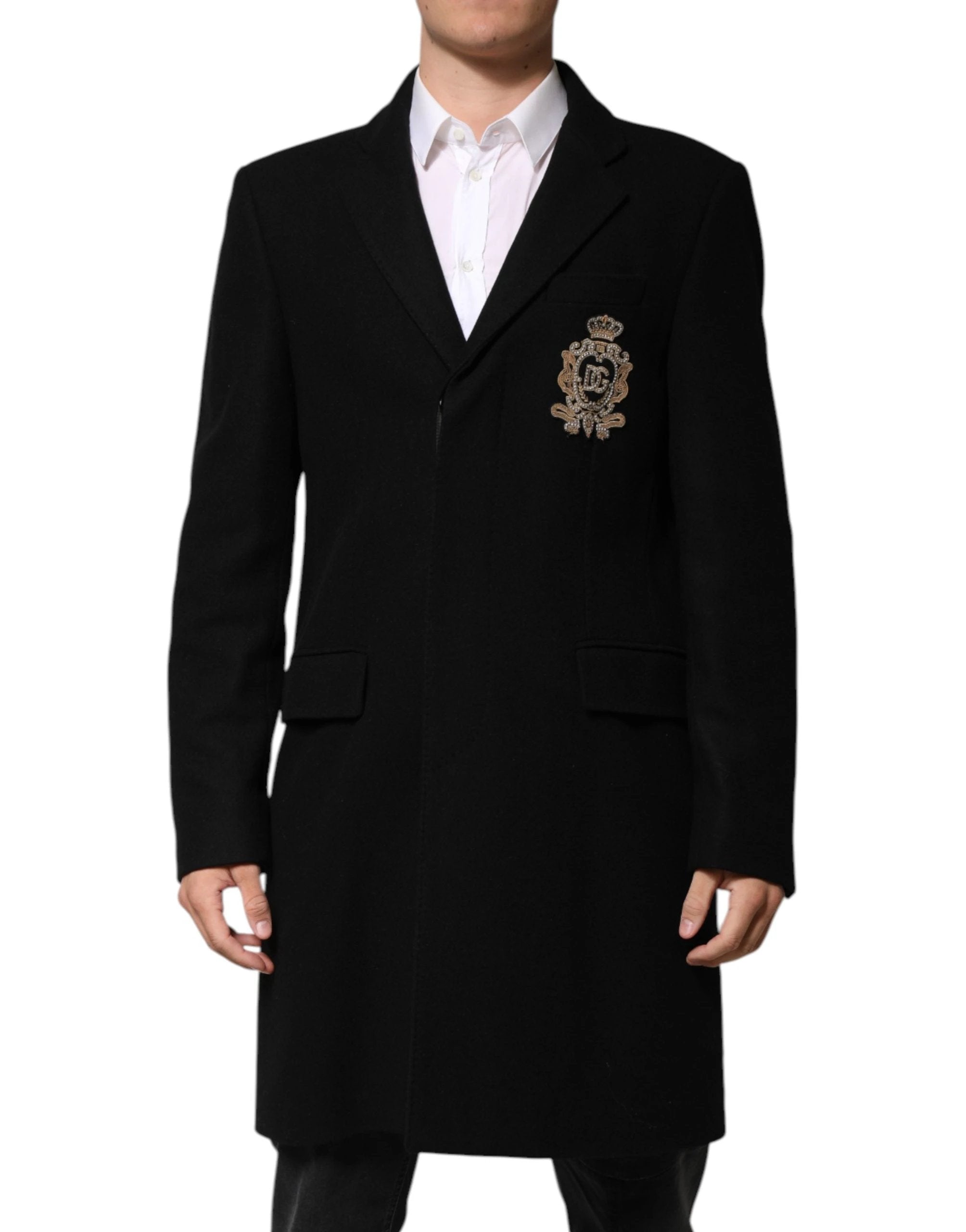 Veste de blazer Dolce & Gabbana noire à blason et boutonnage simple