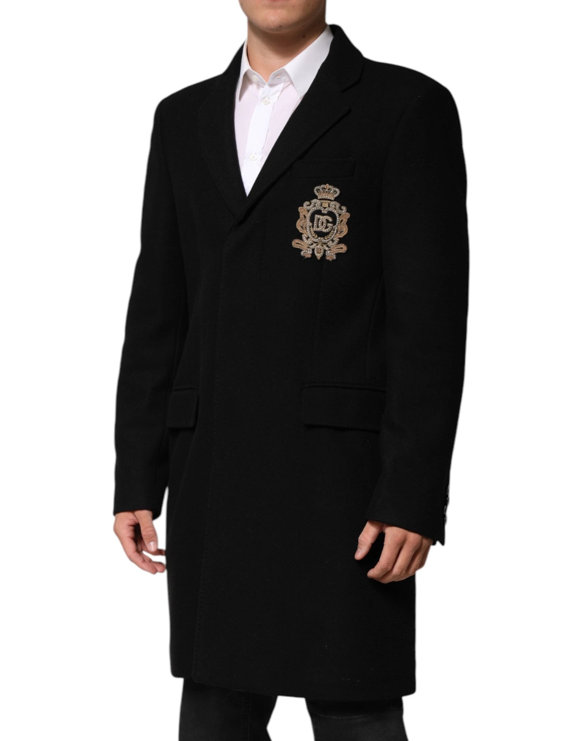 Veste de blazer Dolce & Gabbana noire à blason et boutonnage simple