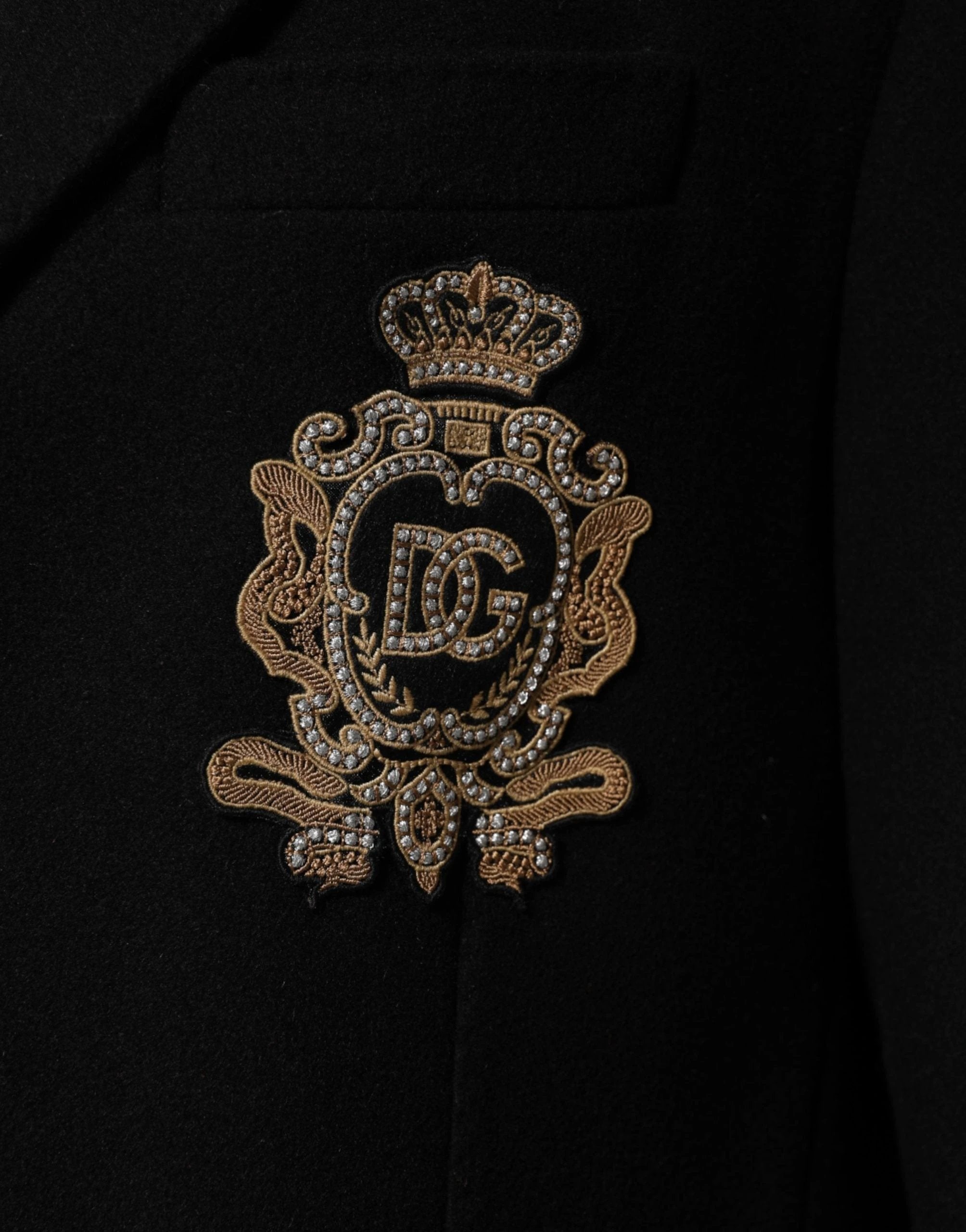 Veste de blazer Dolce & Gabbana noire à blason et boutonnage simple