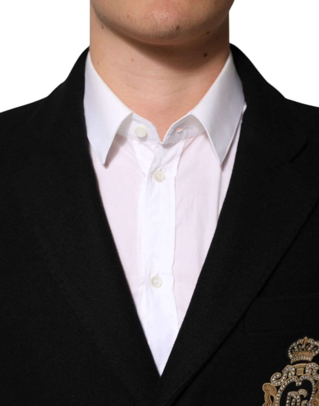 Veste de blazer Dolce & Gabbana noire à blason et boutonnage simple