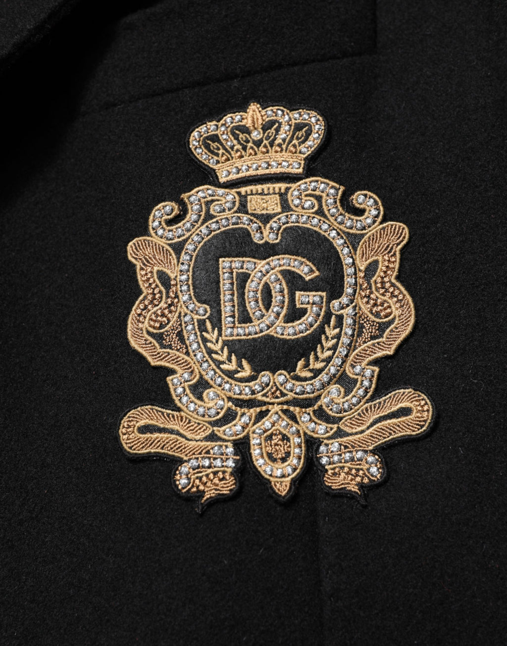 Veste de blazer Dolce & Gabbana noire à blason et boutonnage simple