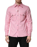 Chemise à col boutonné en coton rose Dolce &amp; Gabbana pour homme