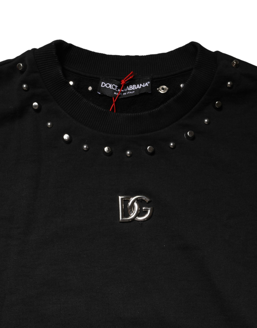 Sweat-shirt en coton noir orné Dolce & Gabbana