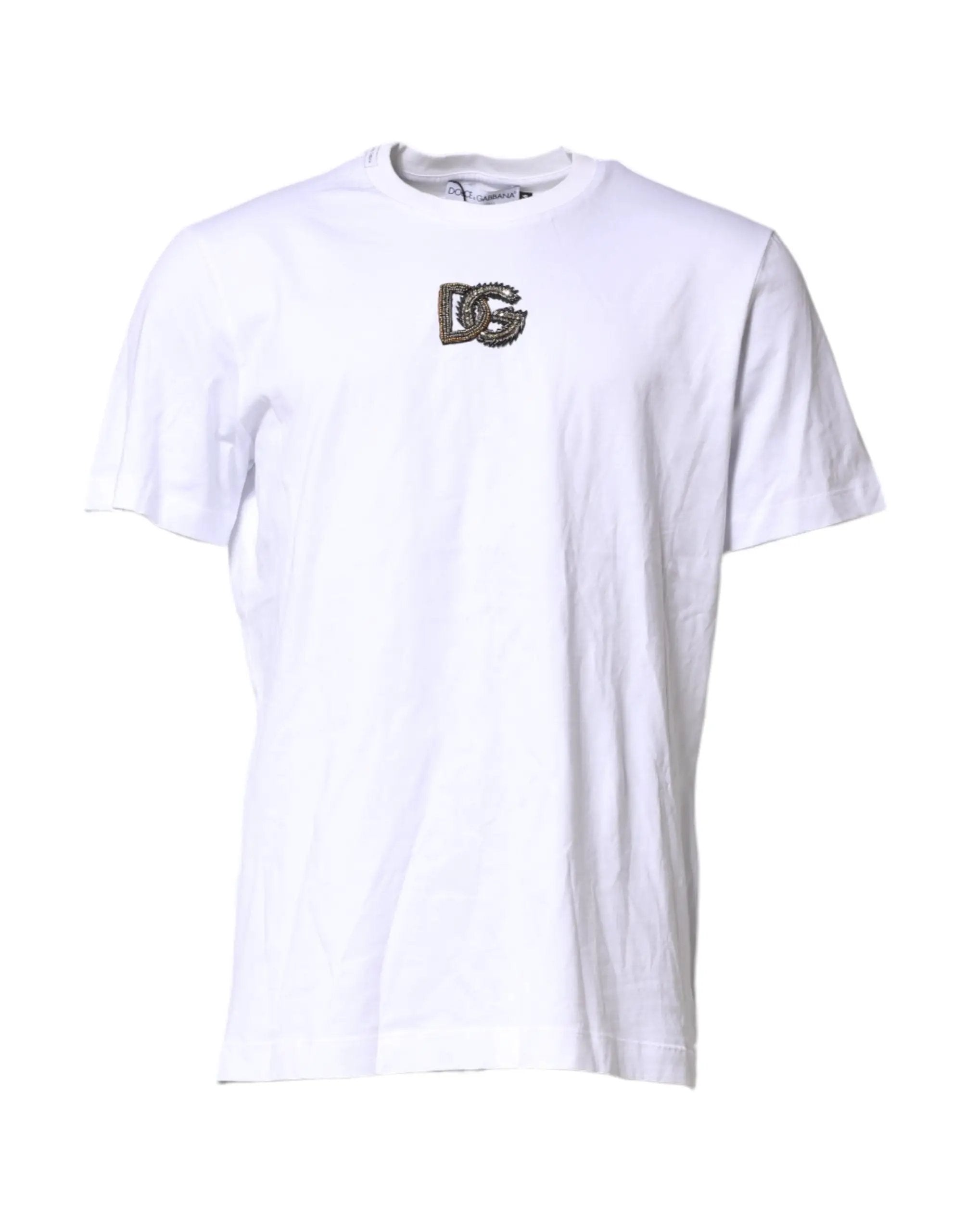 T-shirt Homme Dolce & Gabbana en Coton Blanc Broderie Logo DG