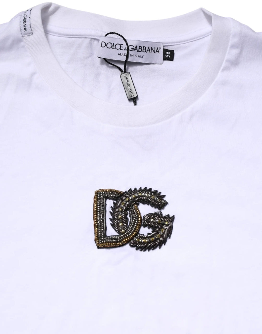 T-shirt Homme Dolce & Gabbana en Coton Blanc Broderie Logo DG