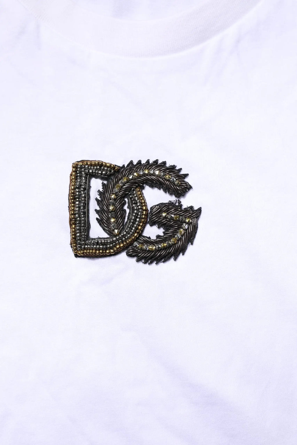 T-shirt Homme Dolce & Gabbana en Coton Blanc Broderie Logo DG
