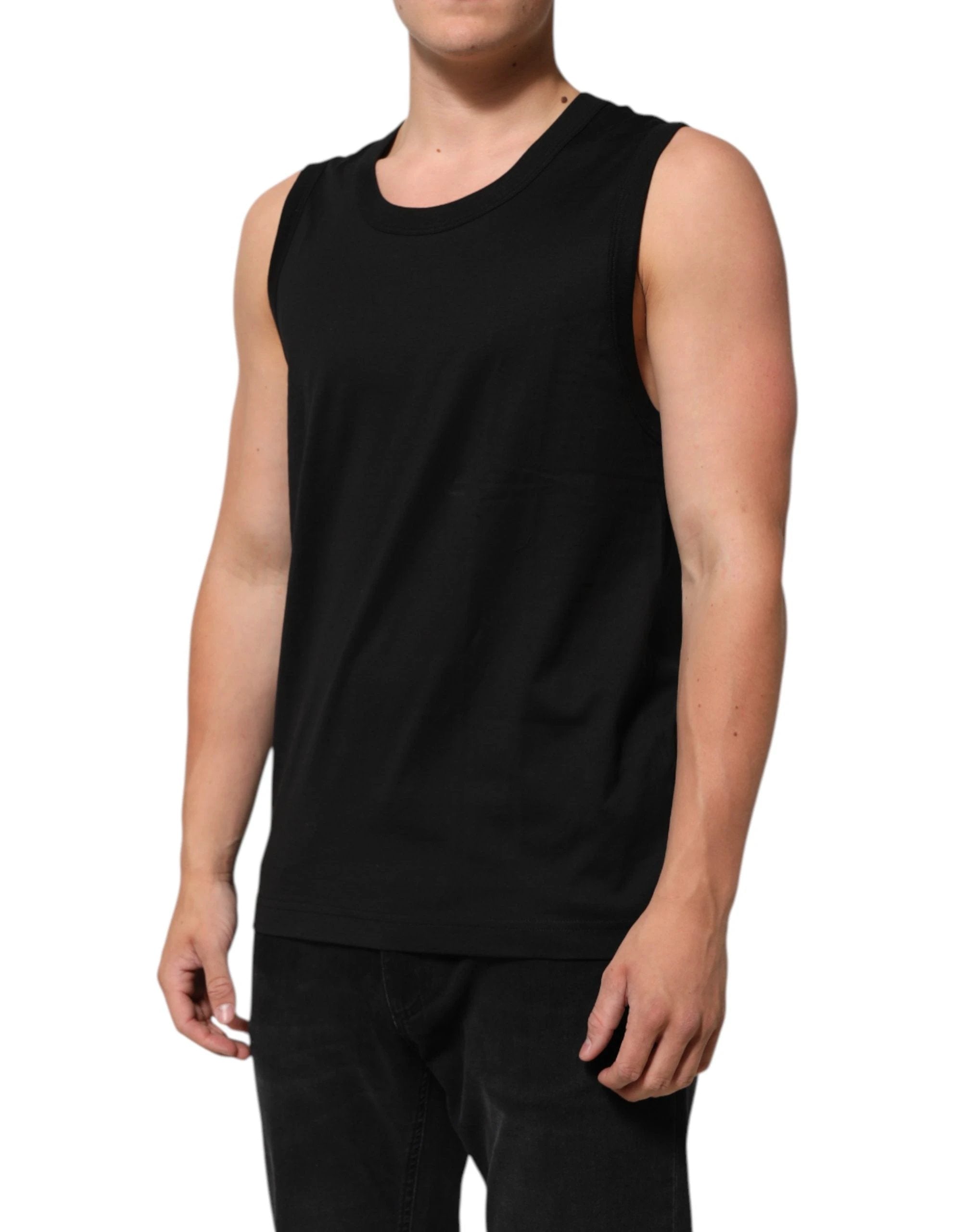 Débardeur homme sans manches en coton noir Dolce & Gabbana
