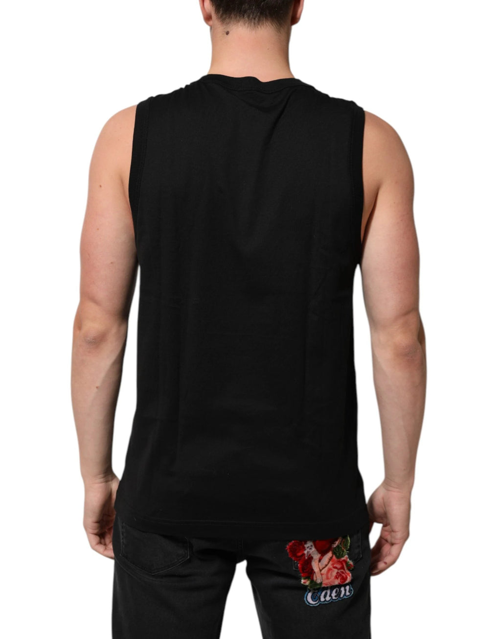 Débardeur homme sans manches en coton noir Dolce & Gabbana