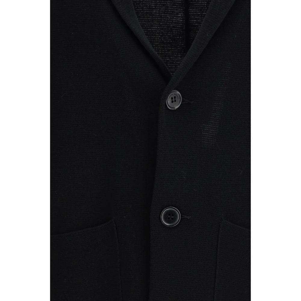 Manteau noir maille homme – Roberto Collina veste col revers SS26