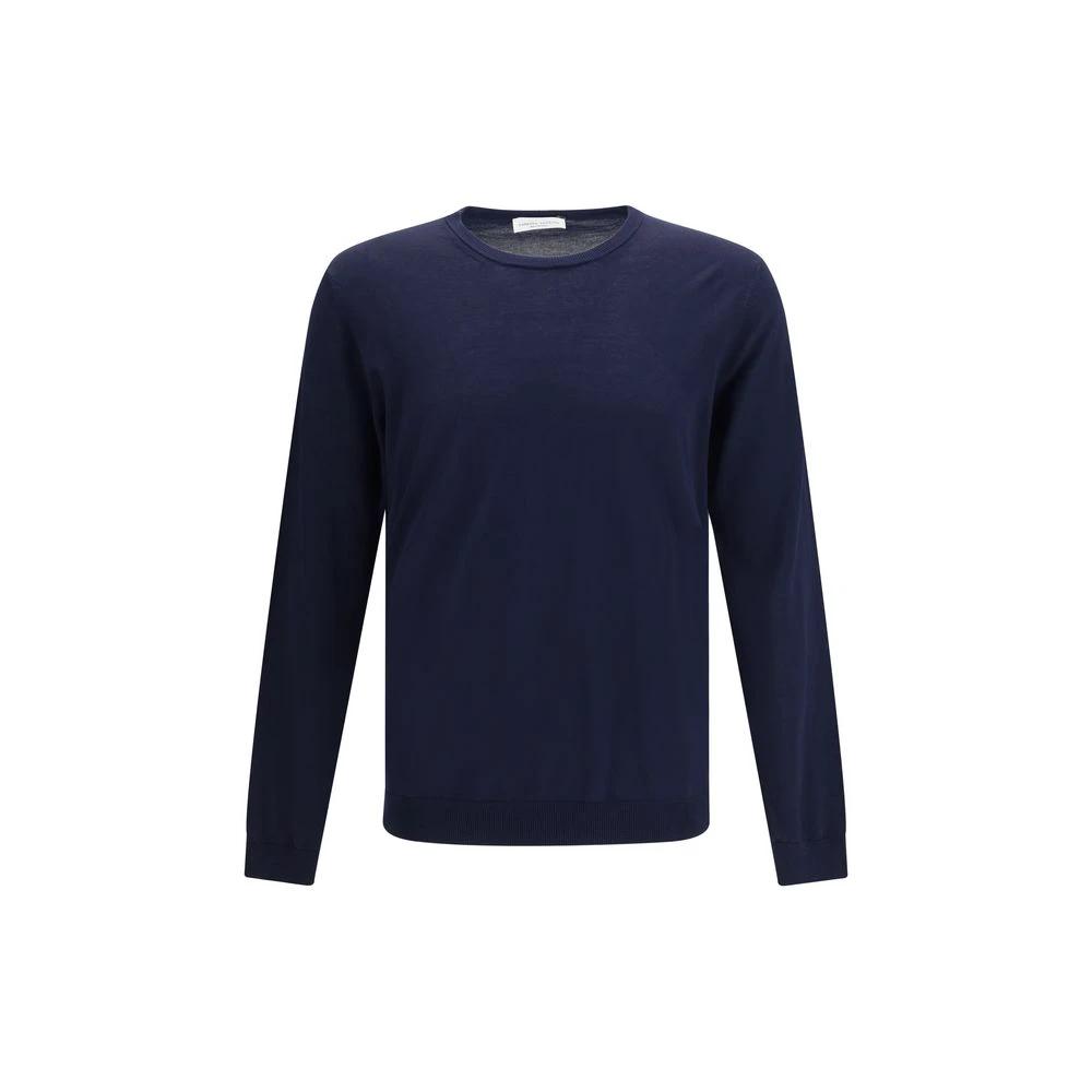 Men’s Blue Cotton Sweatshirt – Roberto Collina Lightweight Crew Neck Sweater SS26