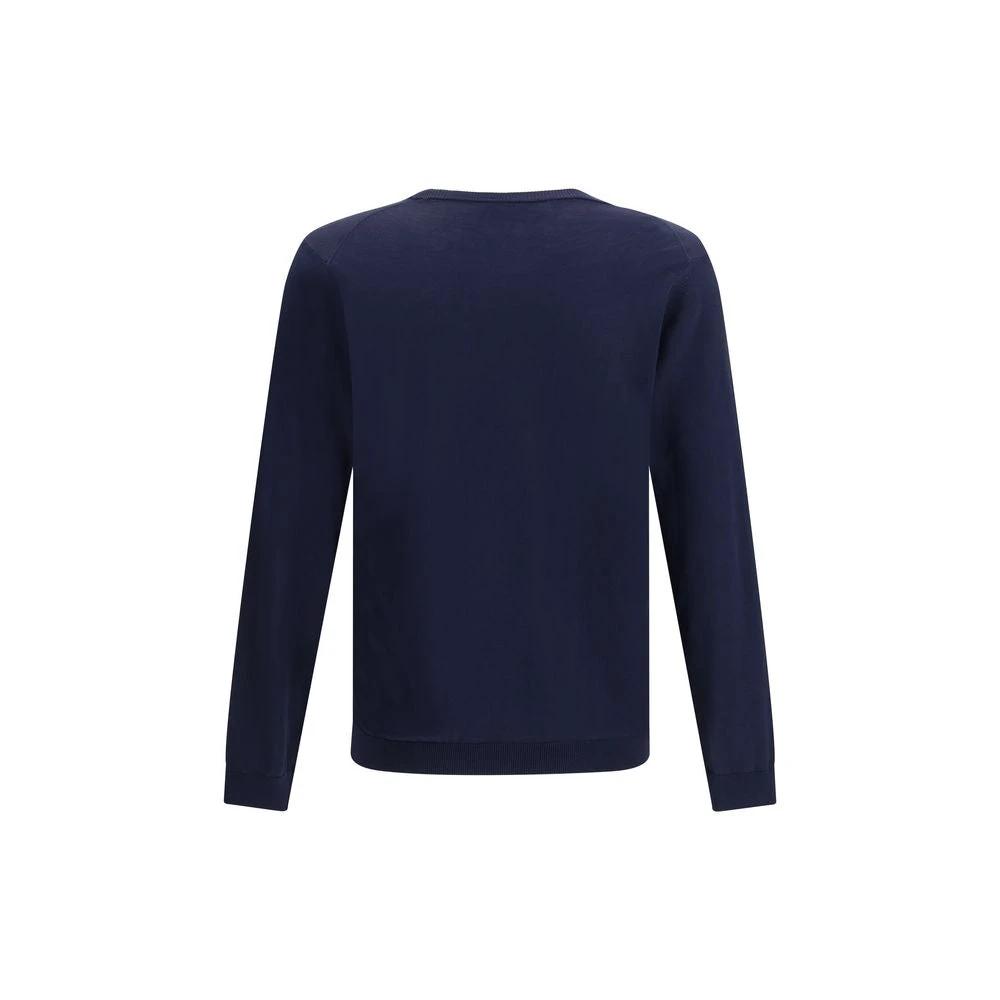 Men’s Blue Cotton Sweatshirt – Roberto Collina Lightweight Crew Neck Sweater SS26