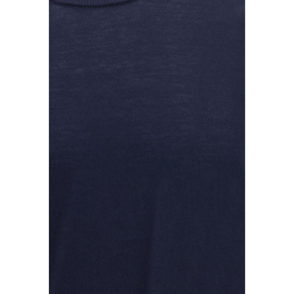 Men’s Blue Cotton Sweatshirt – Roberto Collina Lightweight Crew Neck Sweater SS26