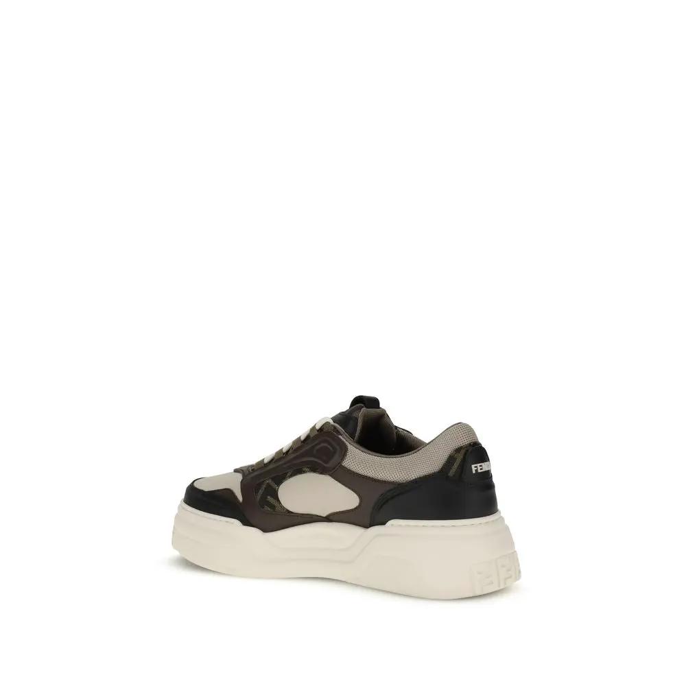 Baskets Fendi Bos Taurus en cuir de veau noir à semelle épaisse