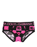 Sous-vêtements Brando en coton Dolce & Gabbana noirs avec logo rose