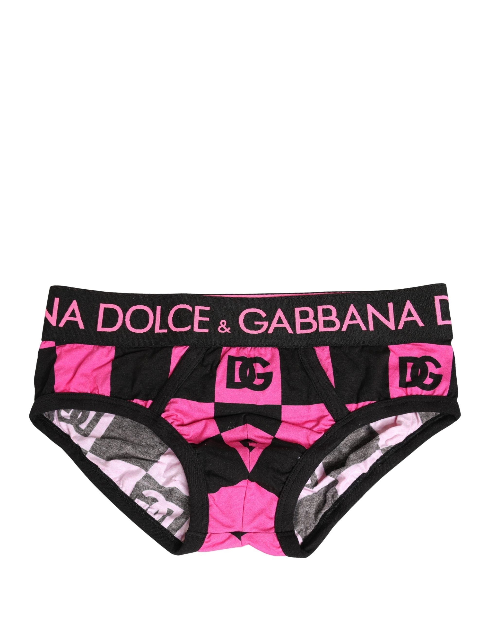 Sous-vêtements Brando en coton Dolce & Gabbana noirs avec logo rose