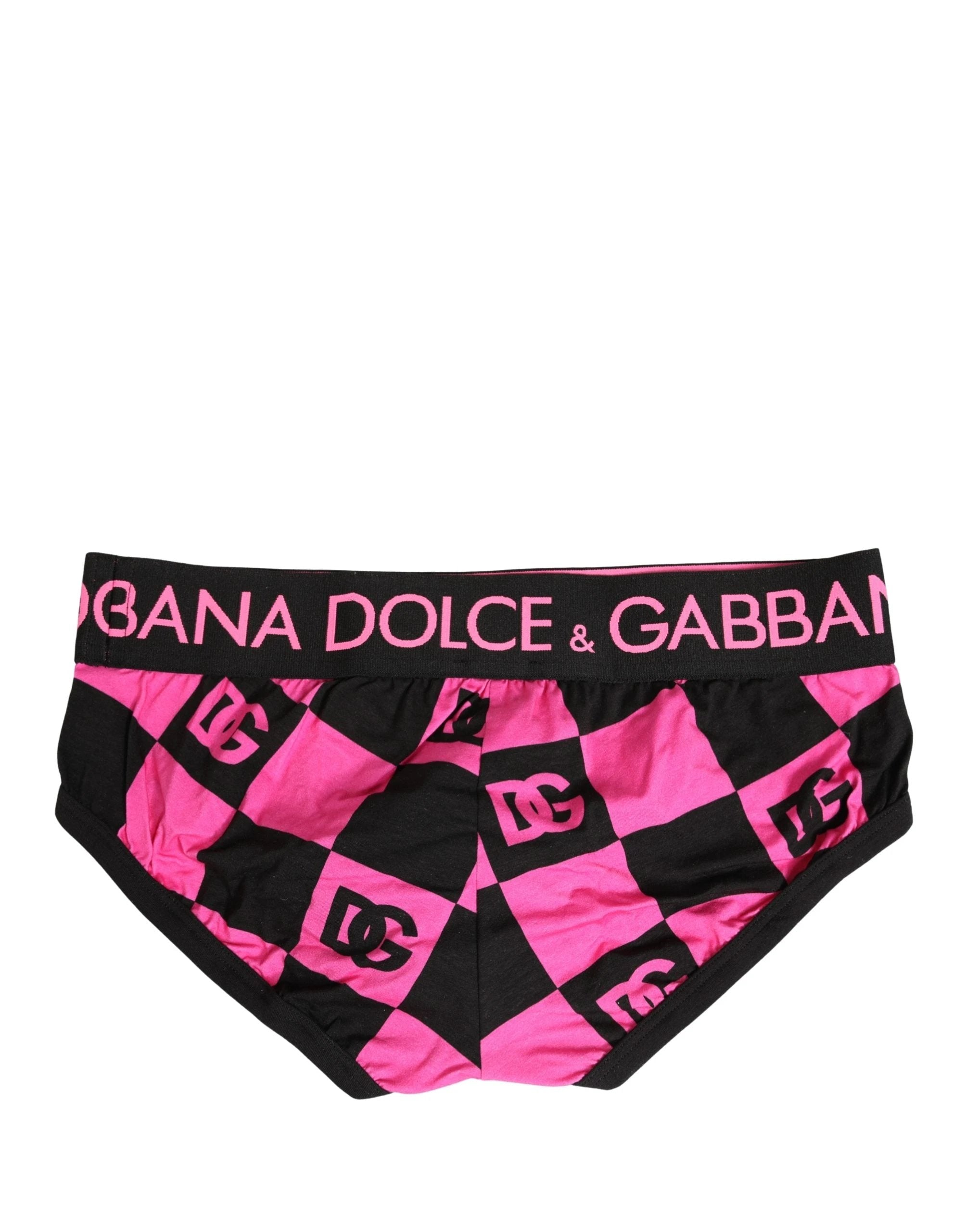 Sous-vêtements Brando en coton Dolce & Gabbana noirs avec logo rose