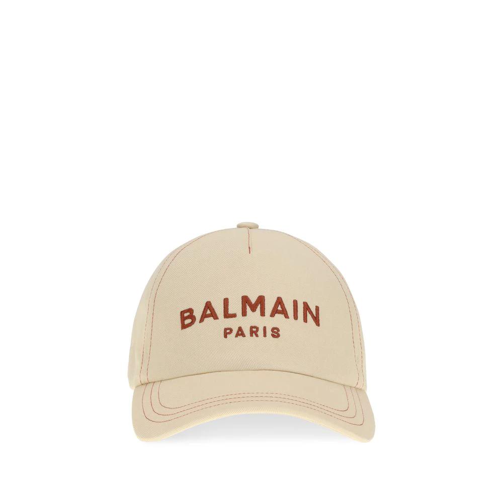 Casquette Balmain en coton beige (casquette de baseball)