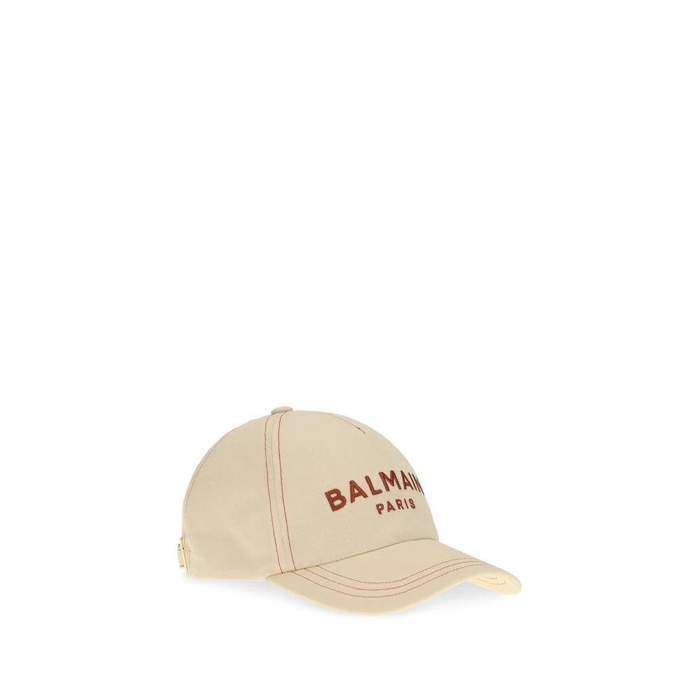 Casquette Balmain en coton beige (casquette de baseball)
