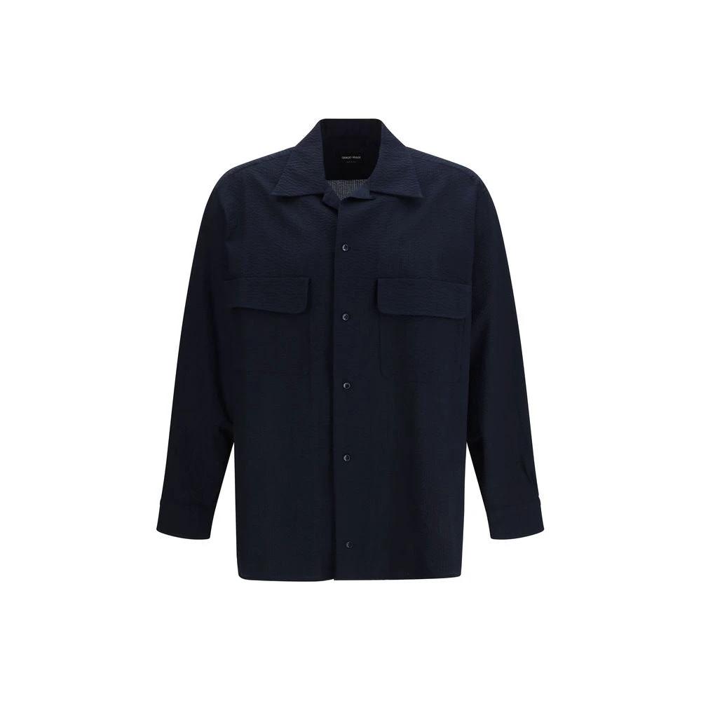 Chemise en coton bleu Giorgio Armani